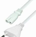 Stroomkabel wit euro plat C7 5.0 meter