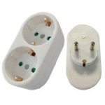 Tweeweg stekker RA wit verticaal