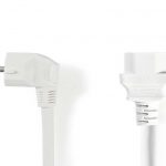 Stroomkabel schuko haaks mannelijk wit 2 meter