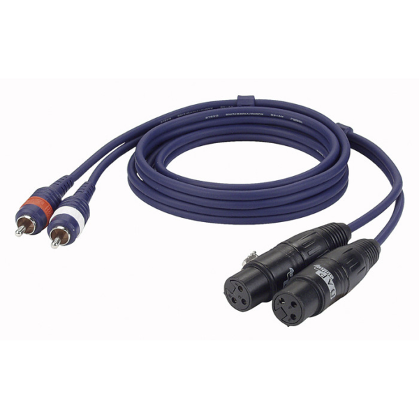 2x XLR female naar 2x RCA male 3 meter