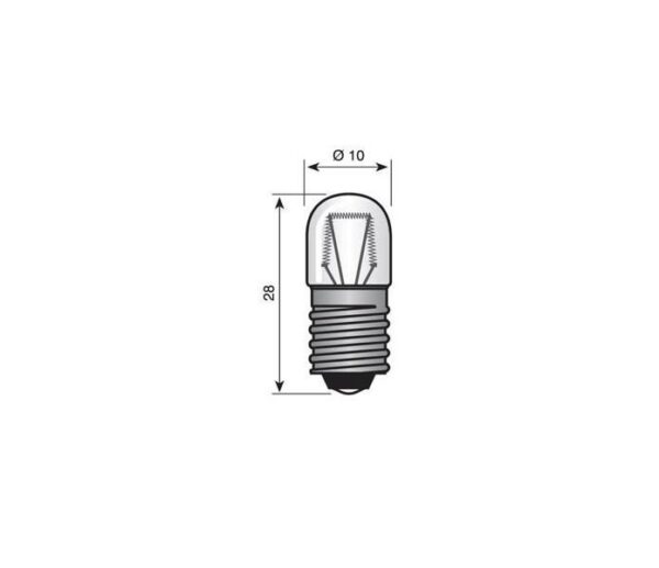 E10 lampje lang 7 volt 300mA