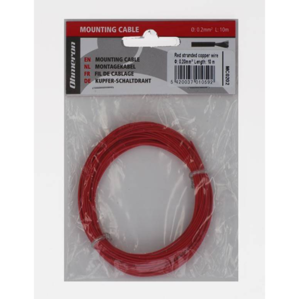 Massief montagedraad 0.2mm² 10m rood