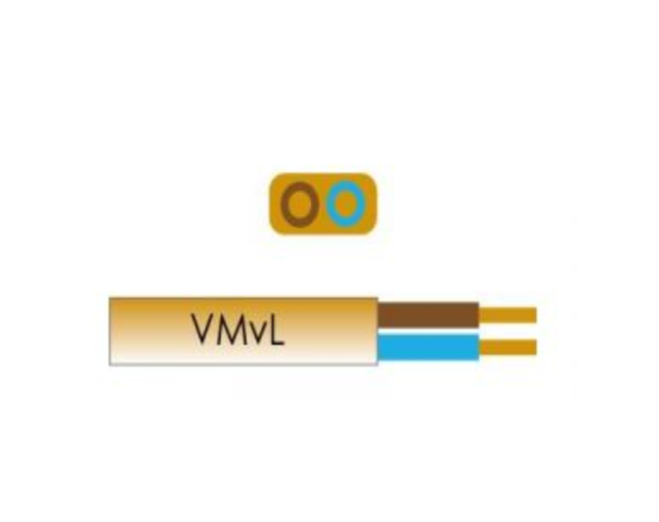 Kabel ovaal 2x 0.75mm2 goud