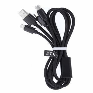 USB - kabel 3in1 USB-C + Lightning + Micro USB zwart